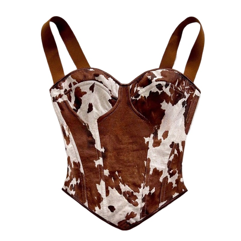 Medieval Renaissance Dress Women - Atasan Korset Wanita Motif Kulit Sapi