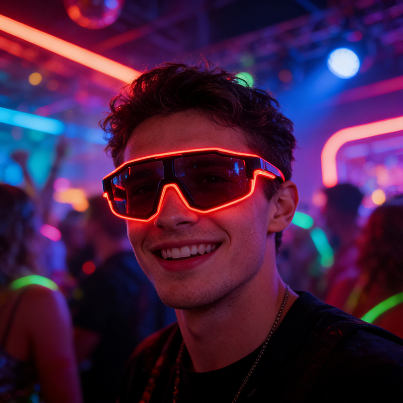Glow In The Dark Party Glasses - Kacamata LED Anti Angin Keren, Kacamata