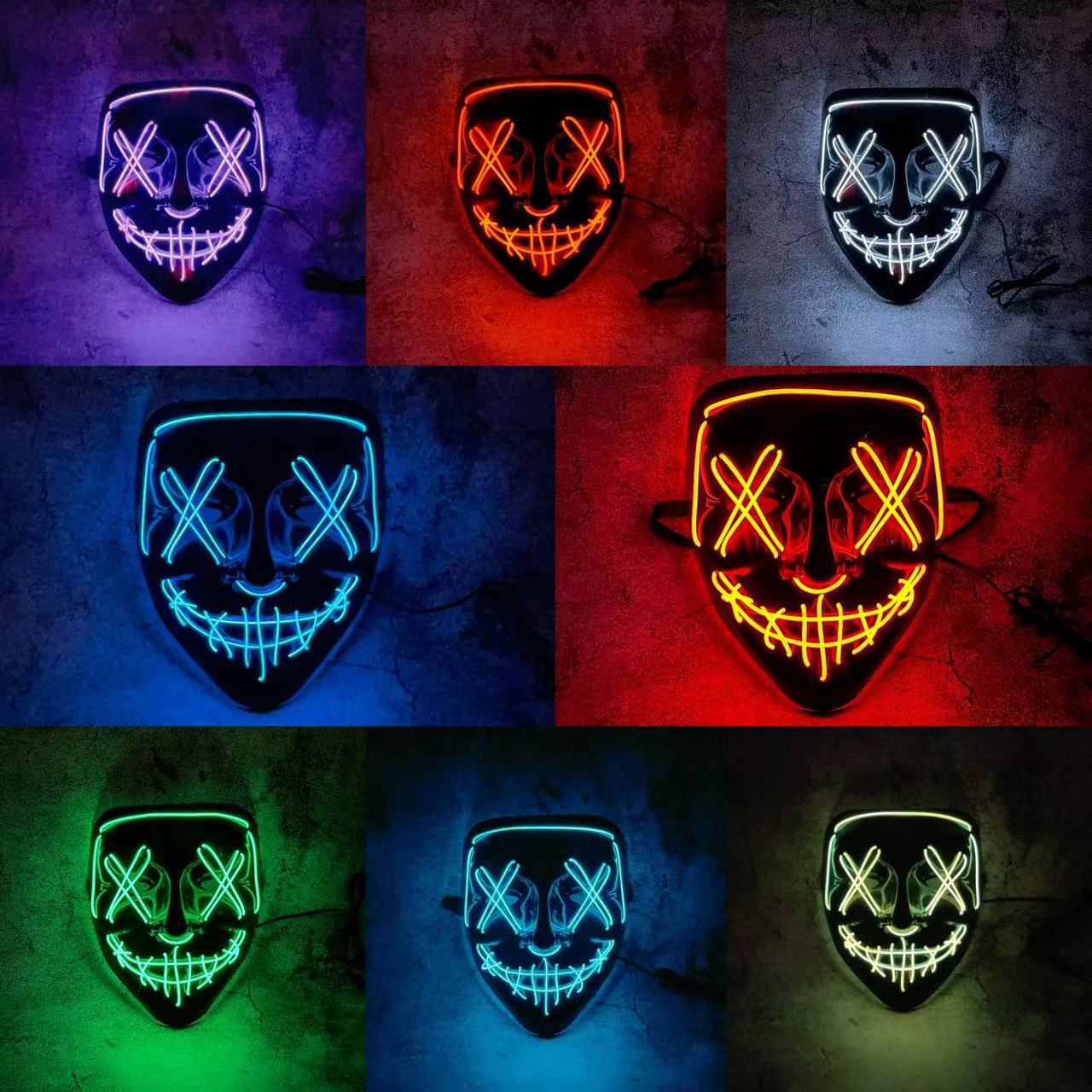 Led Purge Mask Halloween - Topeng Neon LED Nirkabel Multi Glow