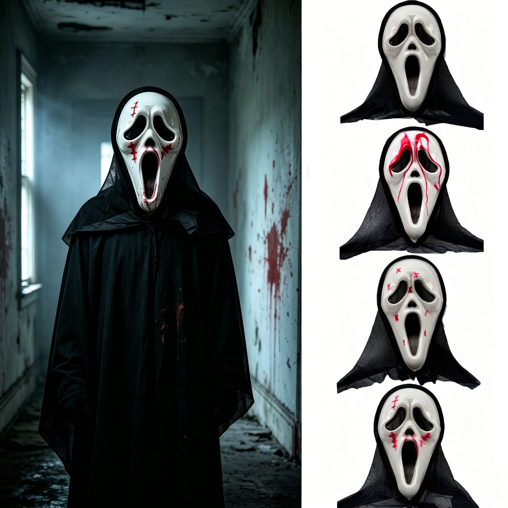 Led Purge Mask Halloween - Topeng Horor Hantu dengan Tudung Jala