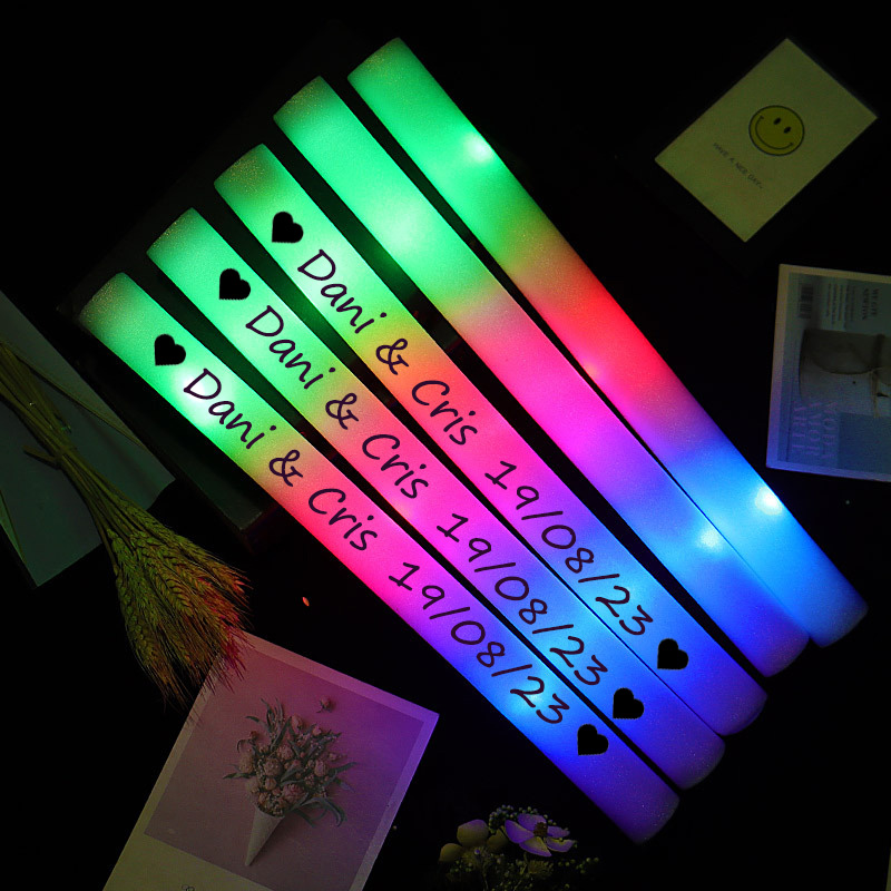Glow In The Dark Party Glasses - Tongkat busa cahaya LED RGB warna-warni,