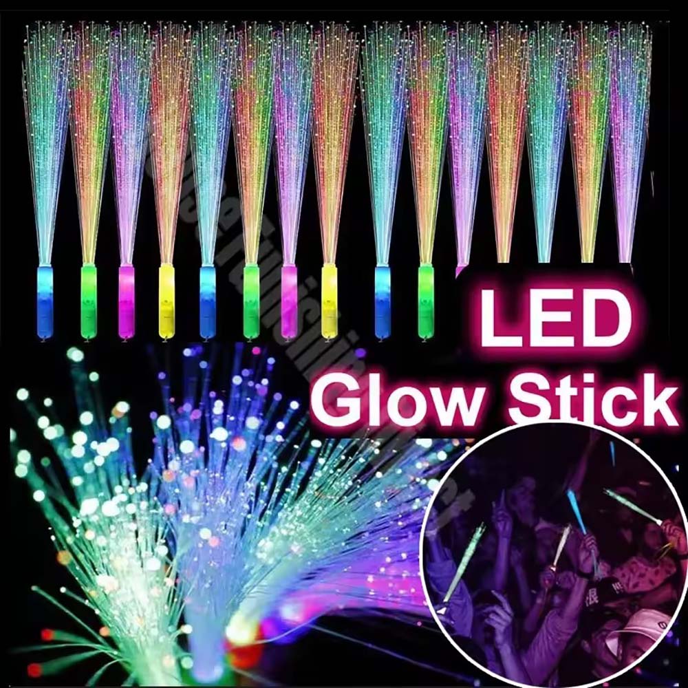 Glow In The Dark Party Glasses - 12/24/48/96Pcs Tongkat Serat Optik Bercahaya LED