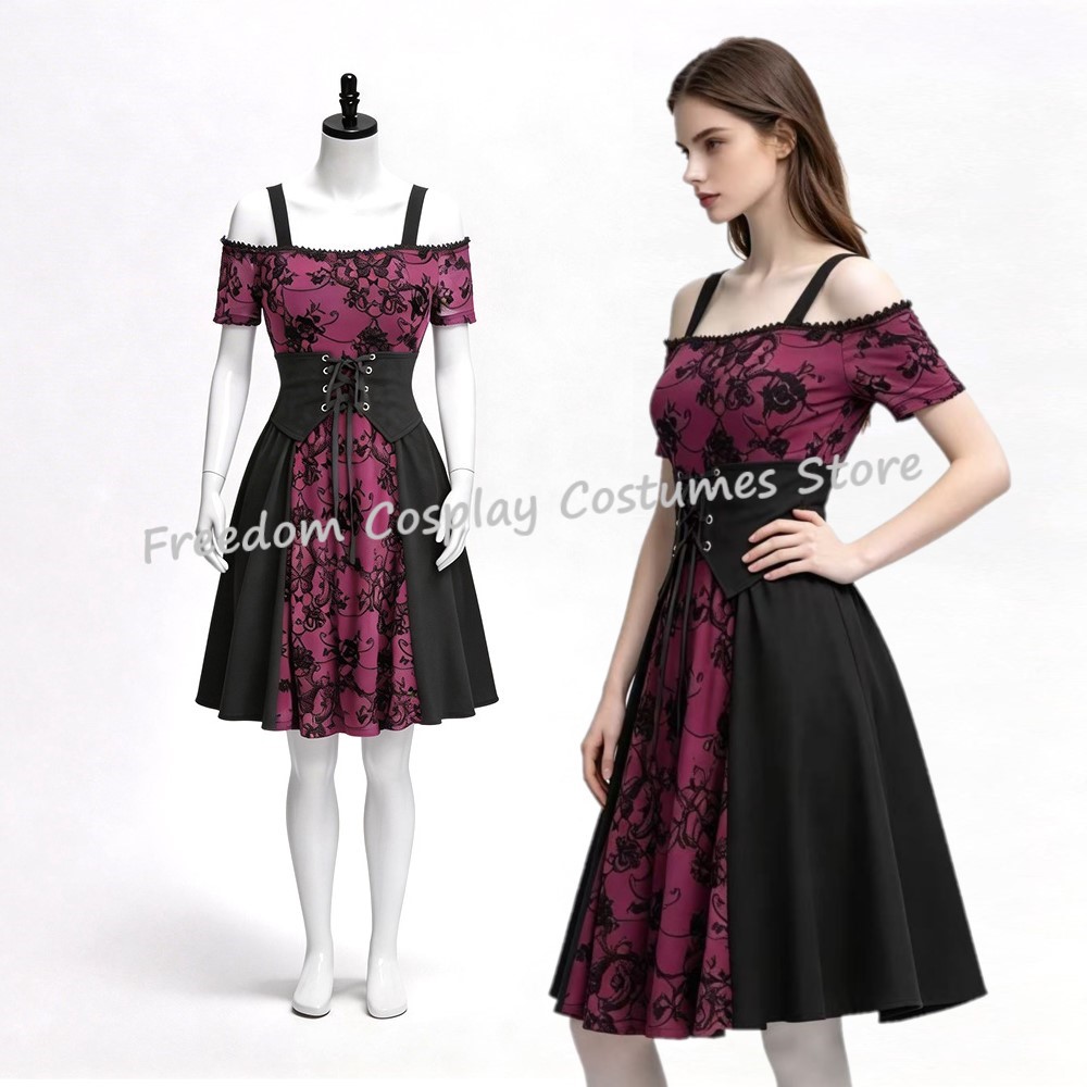 Medieval Renaissance Dress Women - Gaun Tank Wanita Bergaya Gothic Punk