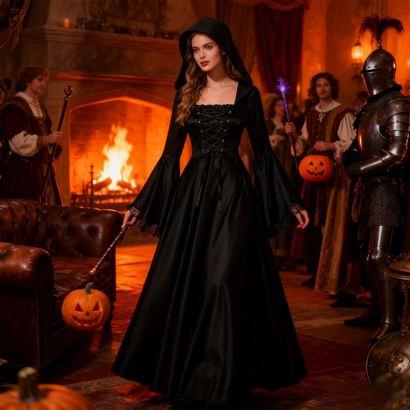 Kostum Penyihir Halloween Gaun - Medieval Renaissance Dress Women ulasan dan harga