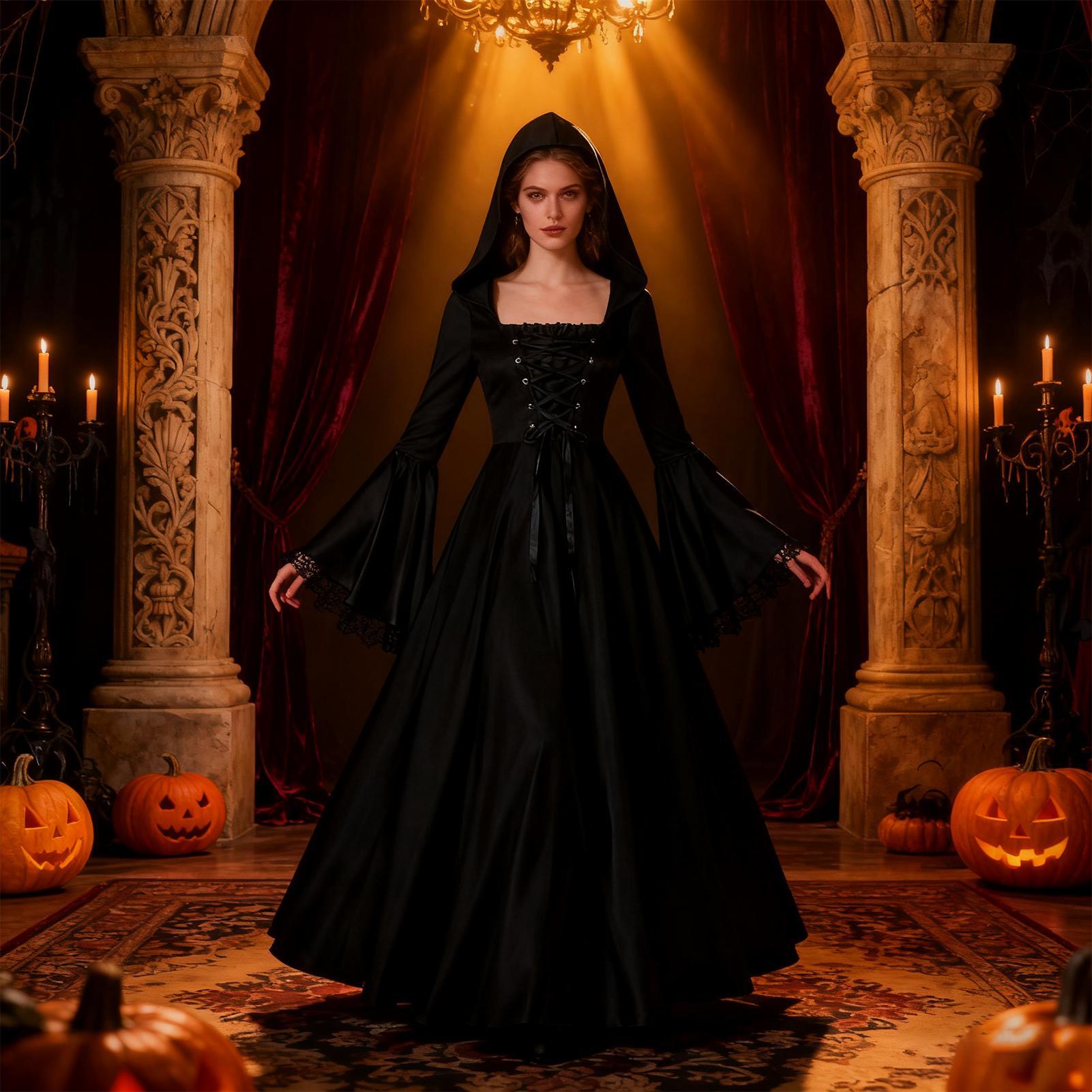 Kostum Penyihir Halloween Gaun - Medieval Renaissance Dress Women ulasan dan harga