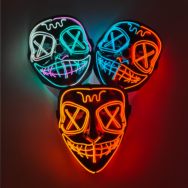 Topeng LED menyala nirkabel EL - Led Purge Mask Halloween ulasan dan harga