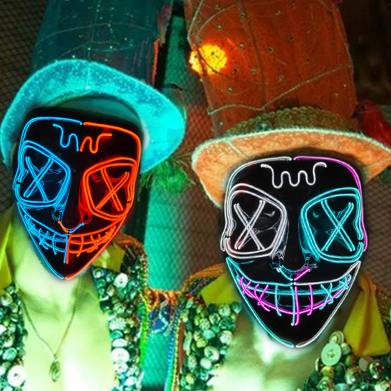 Topeng LED menyala nirkabel EL - Led Purge Mask Halloween ulasan dan harga