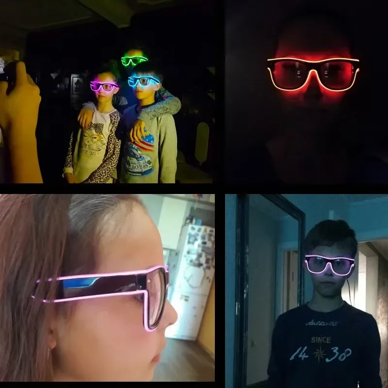 Kacamata Neon LED Bercahaya, K - Glow In The Dark Party Glasses ulasan dan harga