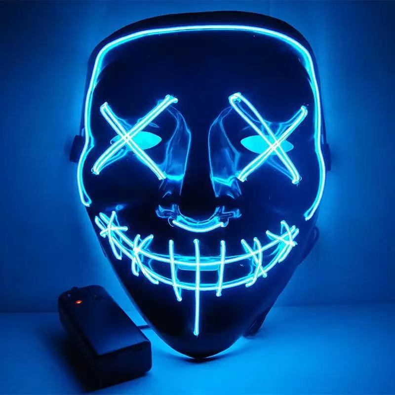 Topeng LED Bercahaya Hitam Ben - Led Purge Mask Halloween ulasan dan harga