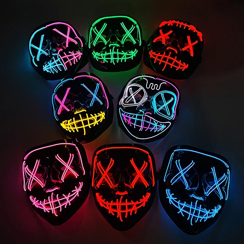 Topeng Neon LED Nirkabel Multi - Led Purge Mask Halloween ulasan dan harga
