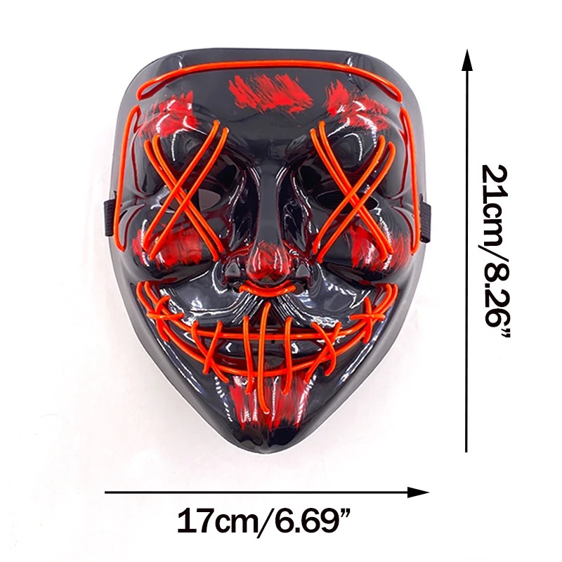 Topeng Neon LED Nirkabel Multi - Led Purge Mask Halloween ulasan dan harga