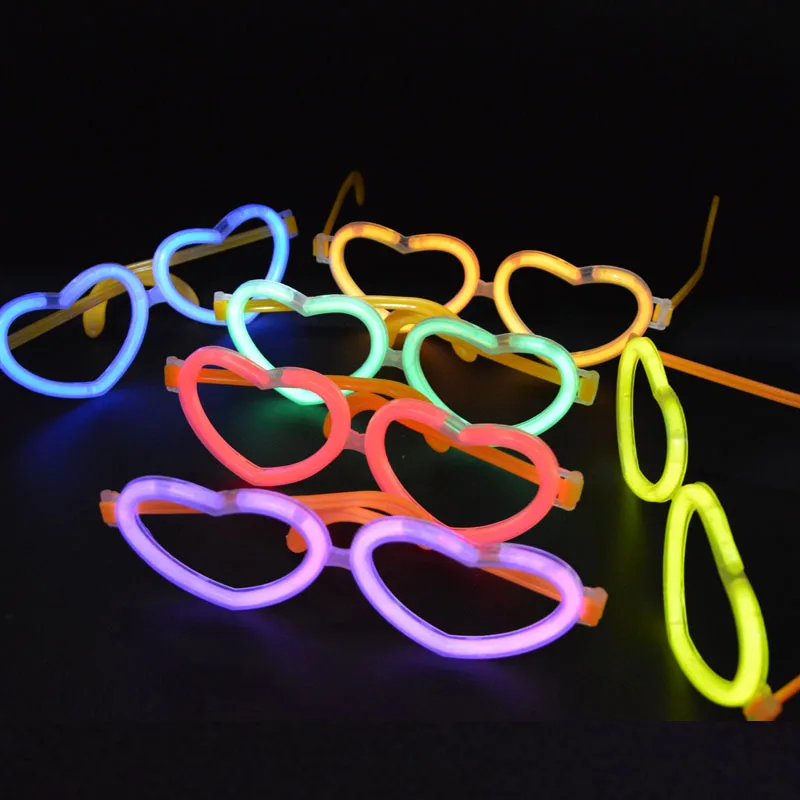 20 Set Kacamata Hati Bercahaya - Glow In The Dark Party Glasses ulasan dan harga