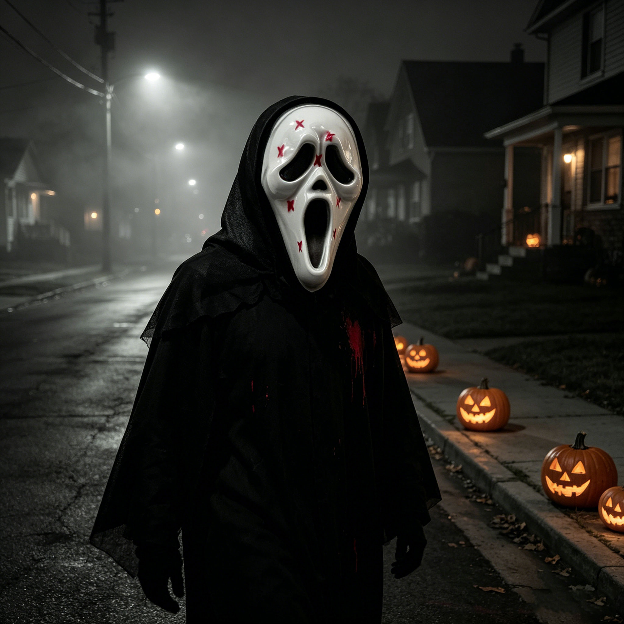 Topeng Horor Hantu dengan Tudu - Led Purge Mask Halloween ulasan dan harga