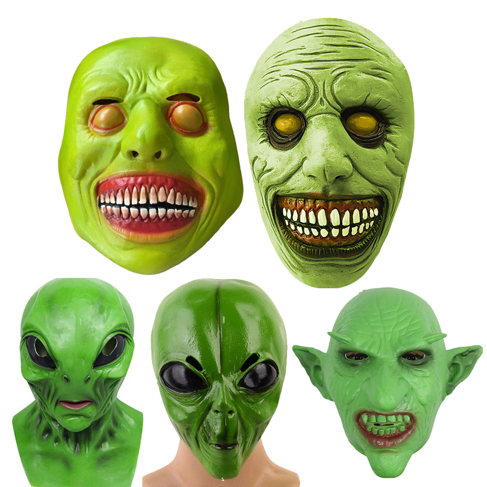 Topeng Alien Halloween Topeng  - Latex Alien Mask Realistic ulasan dan harga