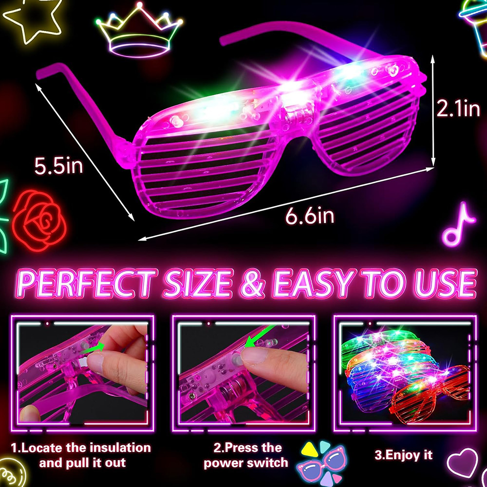 Kacamata LED 6 Warna Neon Meny - Glow In The Dark Party Glasses ulasan dan harga