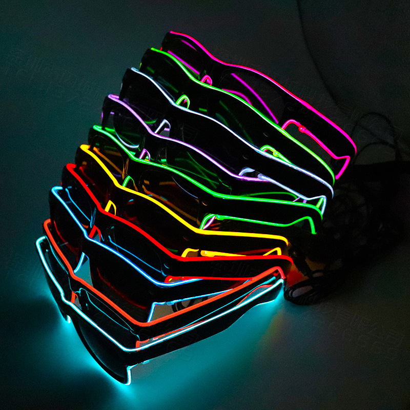 1 buah kacamata Led kawat EL b - Glow In The Dark Party Glasses ulasan dan harga