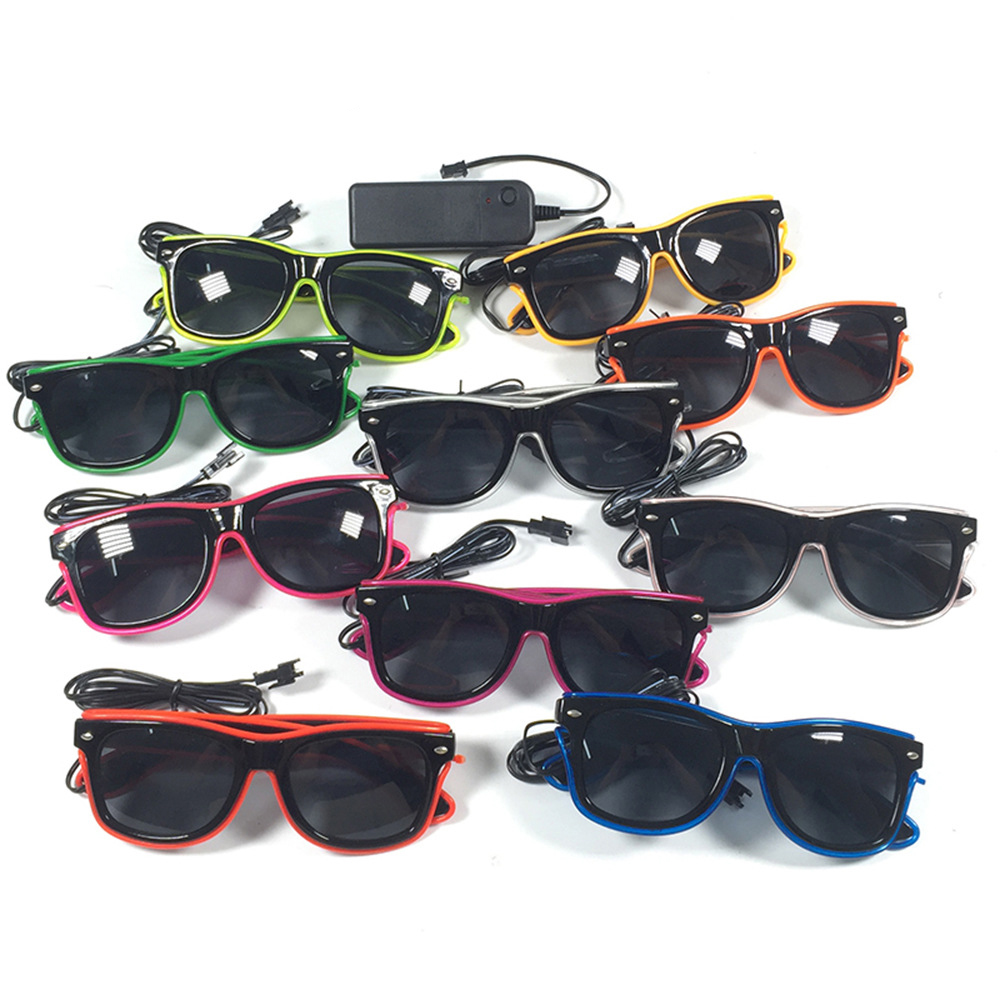 1 buah kacamata Led kawat EL b - Glow In The Dark Party Glasses ulasan dan harga
